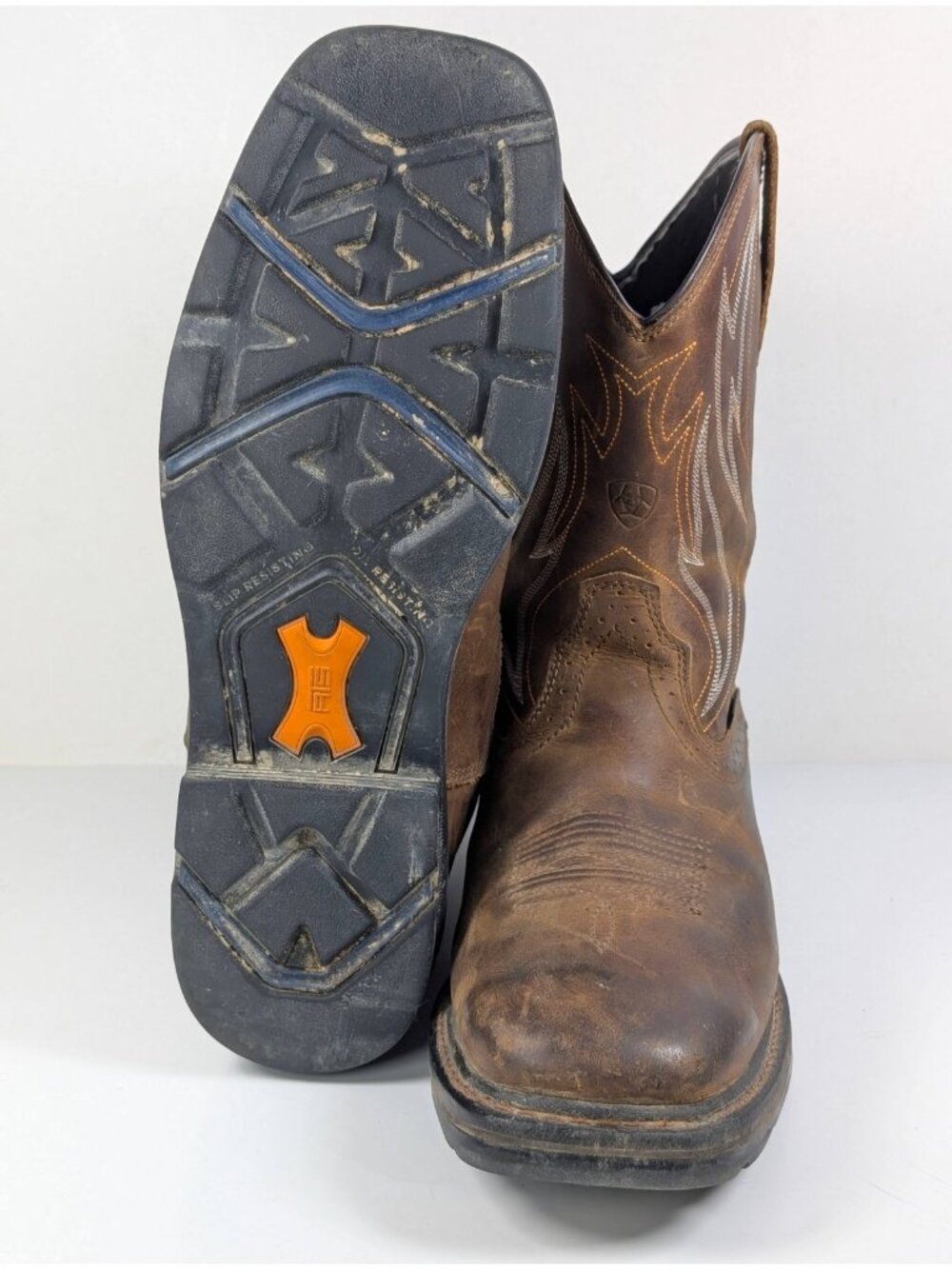 Ariat Sierra Work Boots Mens 13 EE Square Toe Brown Western Cowboy Waterproof - Picture 5 of 8